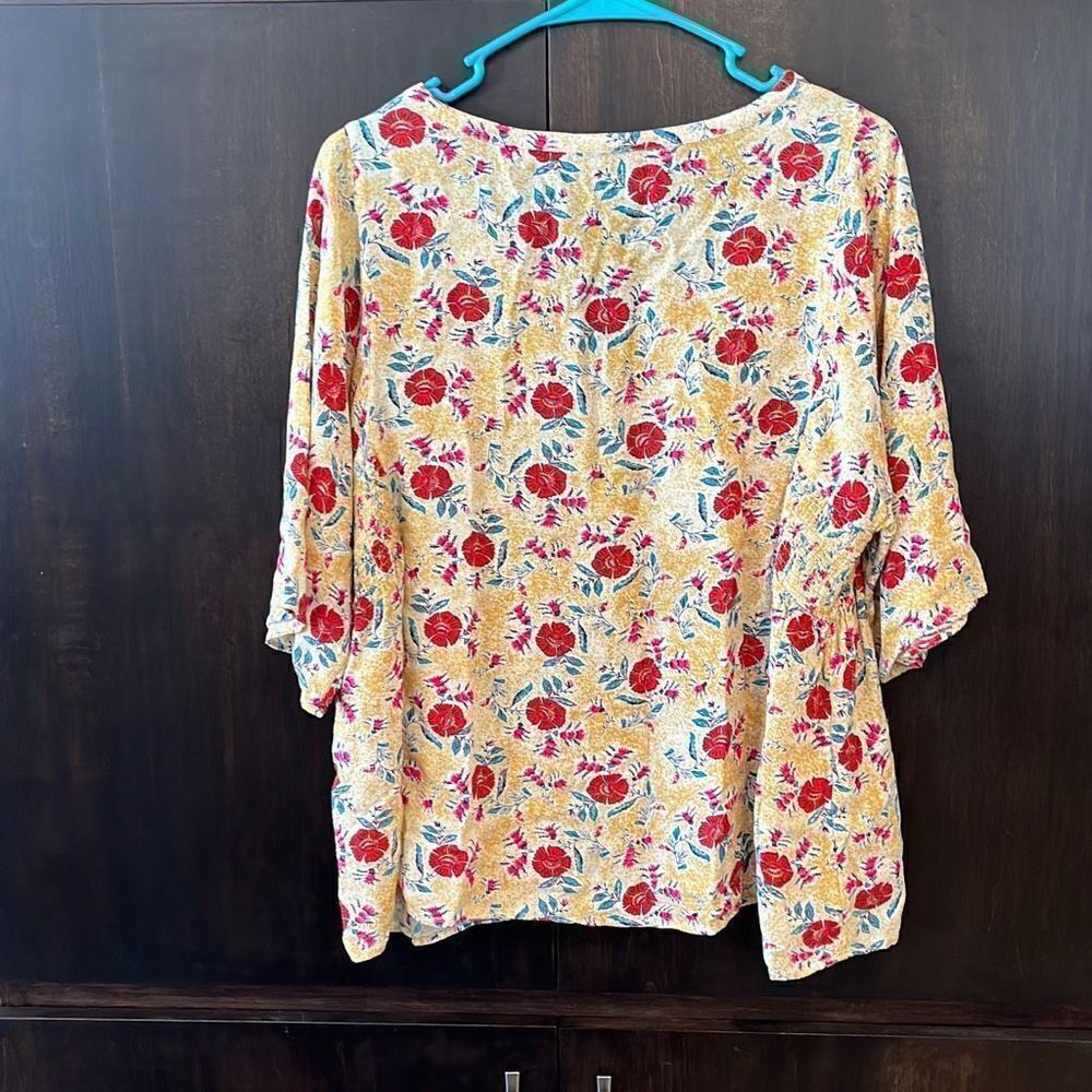 Fat Face Yellow Floral Top Size Large - Picture 2 of 5